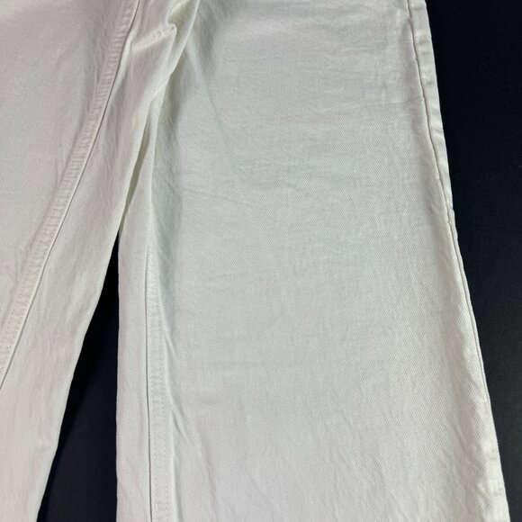 Zara Jeans Women's 27x29* High Rise Wide Leg White Raw Hem Denim Tag 4 - Picture 6 of 16